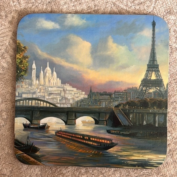 Set of 6 Paris Cork Coasters Eiffel Tower Coffee Table Decor Travel Romantic - Picture 4 of 16